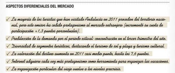 Aspectos diferenciales del mercado.
